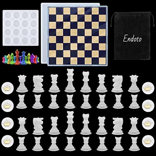 Amazon.com: Endoto Chess Set with Checkers Board Silicone Resin ...