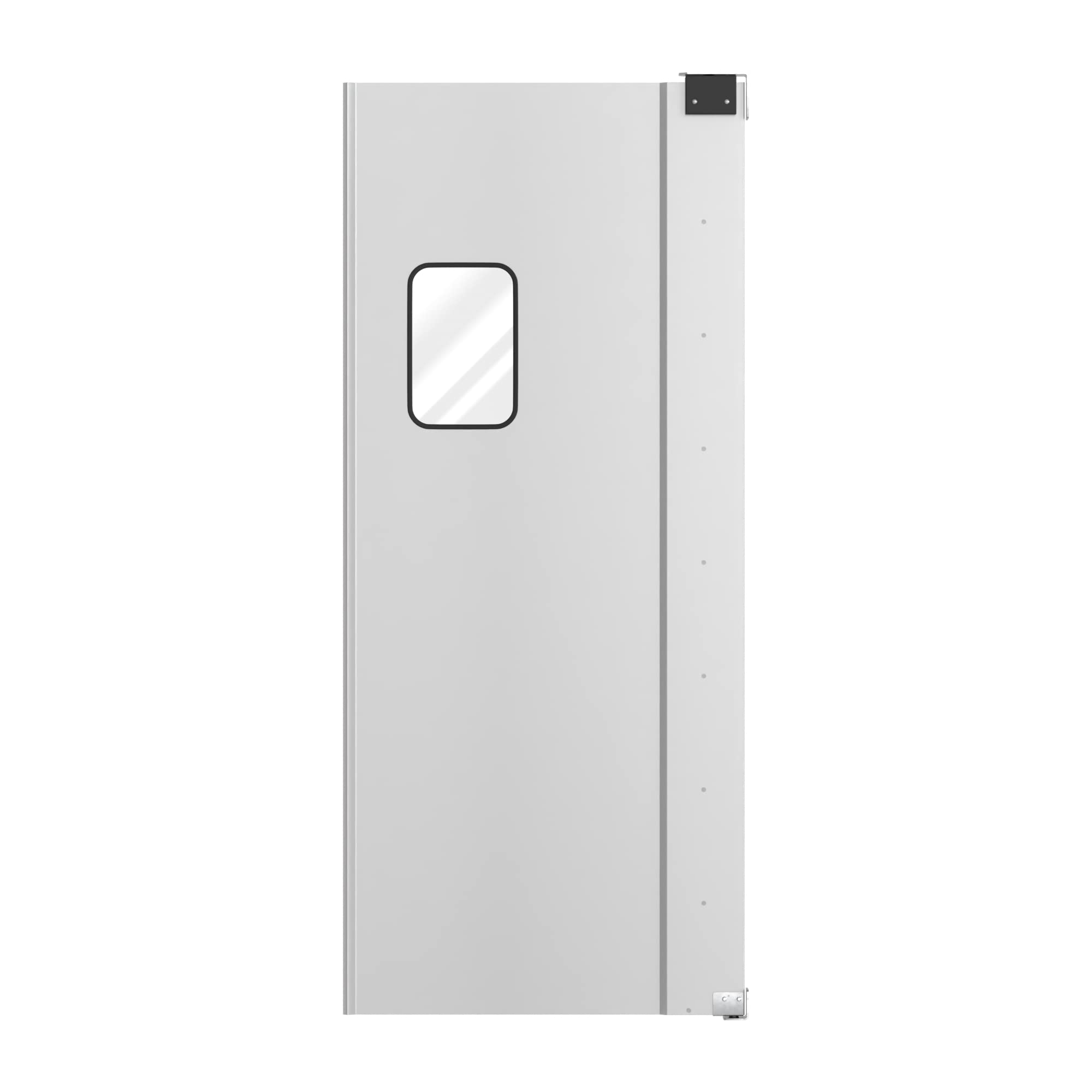 Single Aluminum Swinging Traffic Door with 9" x 14" Window - 36" x 84" Door Opening Perfect for Restaurant Retail and Commercial Kitchens