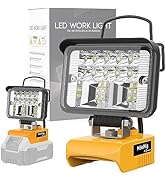 Cordless LED Work Light for Dewalt 18v/20v Battery, 20w 2000lumens Battery Powered Portable LED F...