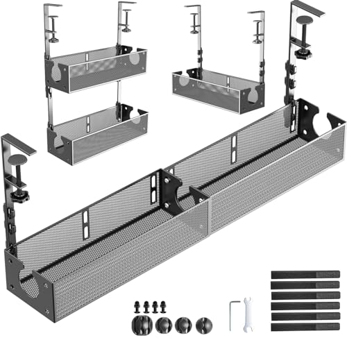 Multi-Model Under Desk Cable Management 2 Pack Metal Under Desk Wire ...