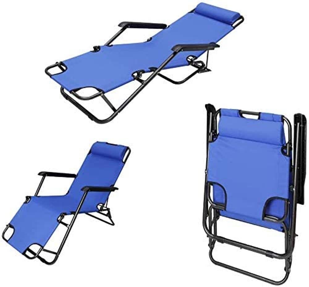 Alsaqer Foldable Beach Chair Lightweight Portable Camping Chair,Zero Gravity Camping Chair With Headrest/Beach Chair Sun Lounger/Camping Bed Outdoor Folding Chair With Head Rest-Light Blue