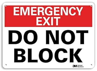 &#34;Emergency Exit - Do Not Block&#34; Sign by SmartSign | 10&#34; x 14&#34; 3M Reflective Aluminum