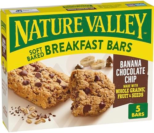 Nature Valley Soft Baked Breakfast Bars, Banana Chocolate Chip, Morning Snacks, 5 Count, 8.85 oz