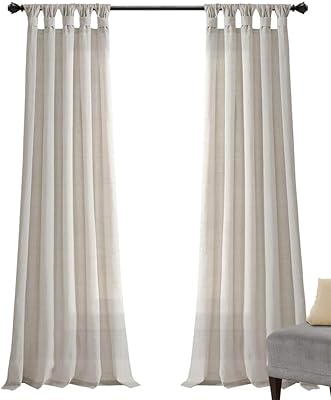 Lush Decor Burlap Knotted Tab-Top Window Curtain Panel Pair, 45"W x 84"L, Light Linen