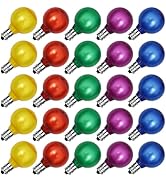 SUNSGNE 25 Pack G40 LED Christmas Replacement Colored Light Bulbs, 0.6 Watt Globe LED Light Bulbs...