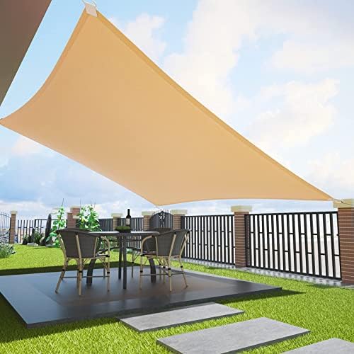 Duerer Sun Shade Sail Canopy 20' x 16' Rectangle, 95% UV Block, Permeable 185GSM Sail Shade Cover for Patio, Garden, Pergola, Backyard, Outdoor Facility & Activities -Sand