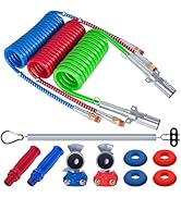 CheeMuii 15Ft Coiled Air Brake Hoses & ABS Electrical Power Wire Assembly with Tender Spring Kit ...