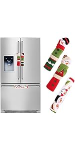 OurWarm Christmas Fridge Handle Covers Set of 3, Santa Snowman Fridge Door Handle Cover Kitchen A...