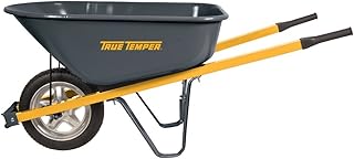 True Temper R6STSP25 Never Flat Tire Steel Wheelbarrow, 6 Cubic Foot