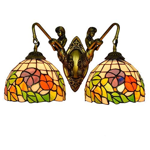 Tiffany Appliques Interior 8 Inch British Modern Mermaid Corridor Tiffany Living Room Double Glass Tinted Pastoral Lamp Head Dining Room Bar Lamp Glamp