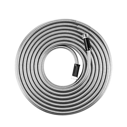 Beaulife Metal Garden Hose 100 ft Flexible No Kink Lightweight RV Drinking Water Hose Extension Leader Hose Heavy Duty Outdoor