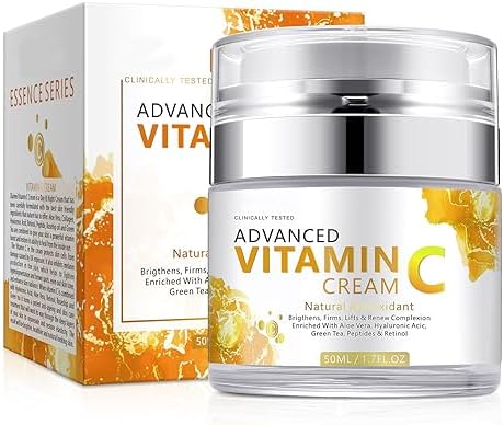 Vitamin C Cream, Vitamin C Face Cream With Nicotinamide & Hyaluronic Acid, Vitamin C Moisturizer For Face, Anti Aging Vitamin C Face Cream For Reduces Wrinkle, Fine Lines & Tightening Skin