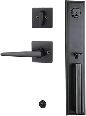 Entry Handleset Bronze Single Cylinder with Knob Handle for Entrance and Front Door Reversible for Right and Left Handed Deadbolt Handle Set Oil Rubbed Bronze Finish,MDHST201110B-AMZ