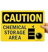 SmartSign 10 x 14 inch “Caution - Chemical Storage Area” OSHA Metal Sign with Symbol, 40 mil Lami...