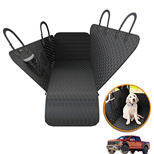 Meginc Truck Dog Seat Cover for F150 and Ram 1500 Back Seat with Mesh Window Waterproof Non Slip Pet Hammock for F250 F450 Ram2500 Pickup Truck Back Seat