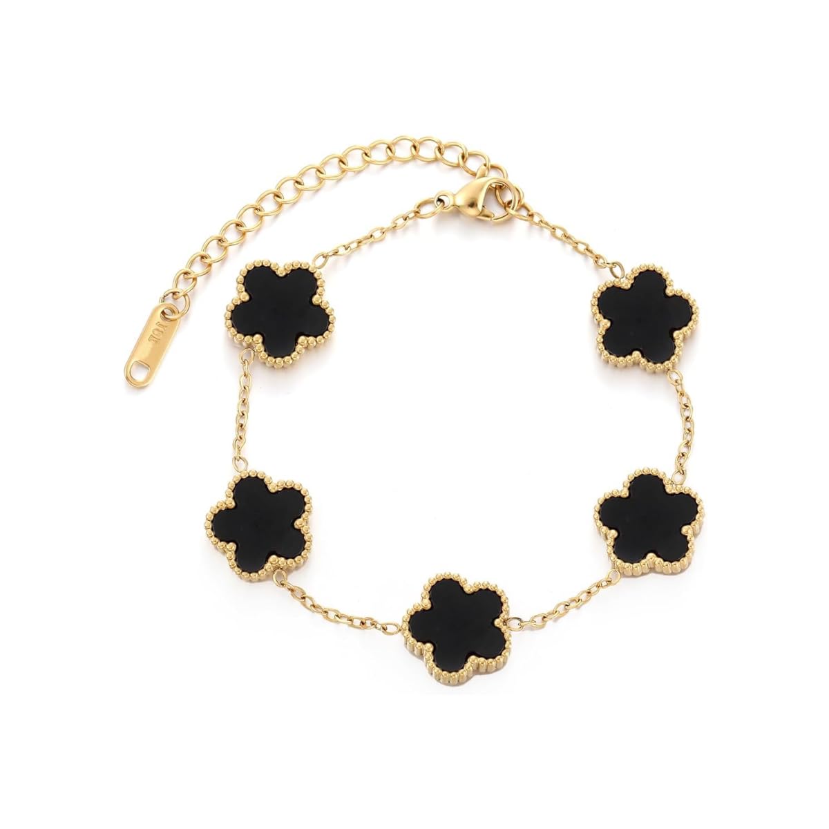 Clover Lucky Bracelet 18K Gold Plated Gold/White/Black Four Leaf Bracelets Dainty Link Jewelry Gifts for Women