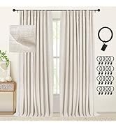 INOVADAY Cream Blackout Curtains 84 Inches Long, 100% Full Light Blocking Thermal Insulated Room ...