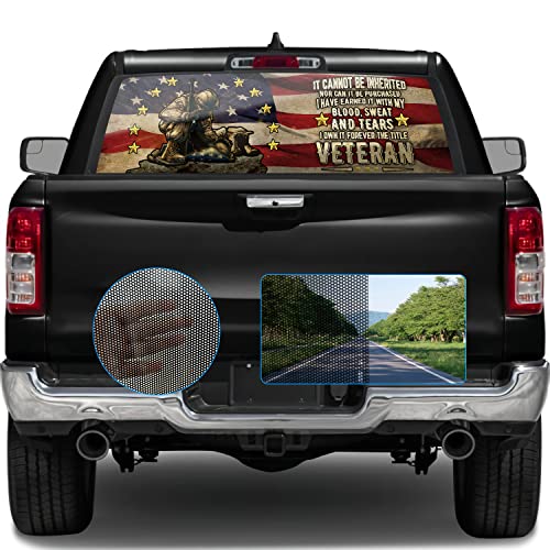 WILDLAVIE Rear Window Perforated Decal Soldier Camouflage American Flag Patriotic Decoration Vinyl Sticker Size 66