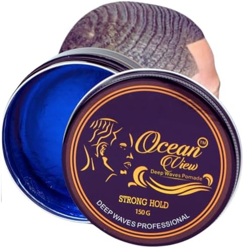 OCEAN VIEW DEEP WAVES POMADE- Water-Based Hair Cream for 360 Wave Training and Wolfing- Silky Smooth Application and Styling, Strong Hold, Easy Wash- Waver and Barber Accessories - 4oz Tin Can