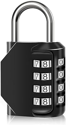 SUTOUG Combination Lock Waterproof 4 Digit Padlocks with Combination Code, Zinc Alloy Combination Lock for Door, Tool Boxes, Schools, Gym, Garden, Fences, Reel Cabinet & Storage, Black (1PCS)