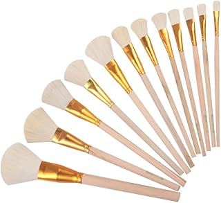 GSHLLO 12 Pcs Gilding Brush Set Acrylic Painting Mop Brushes Artist Oval Paint Brushes Assorted Size Paint Brushes Wooden ...