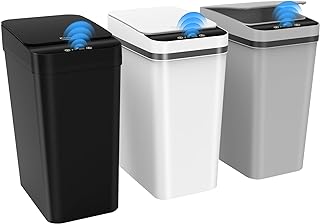 3 Pack Automatic Small Bathroom Trash Can with Lid - 2.5 Gallon Touchless Garbage Can, Motion Sensor Smart Trash Bin, Slim...