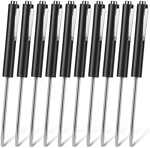 Honoson 10 Pieces Pocket Screwdriver Mini Tops And Pocket Clips Pocket Screwdriver Magnetic Slotted Pocket Screw Driver with A Single Blade Head for Mechanical, Electrician (Black)