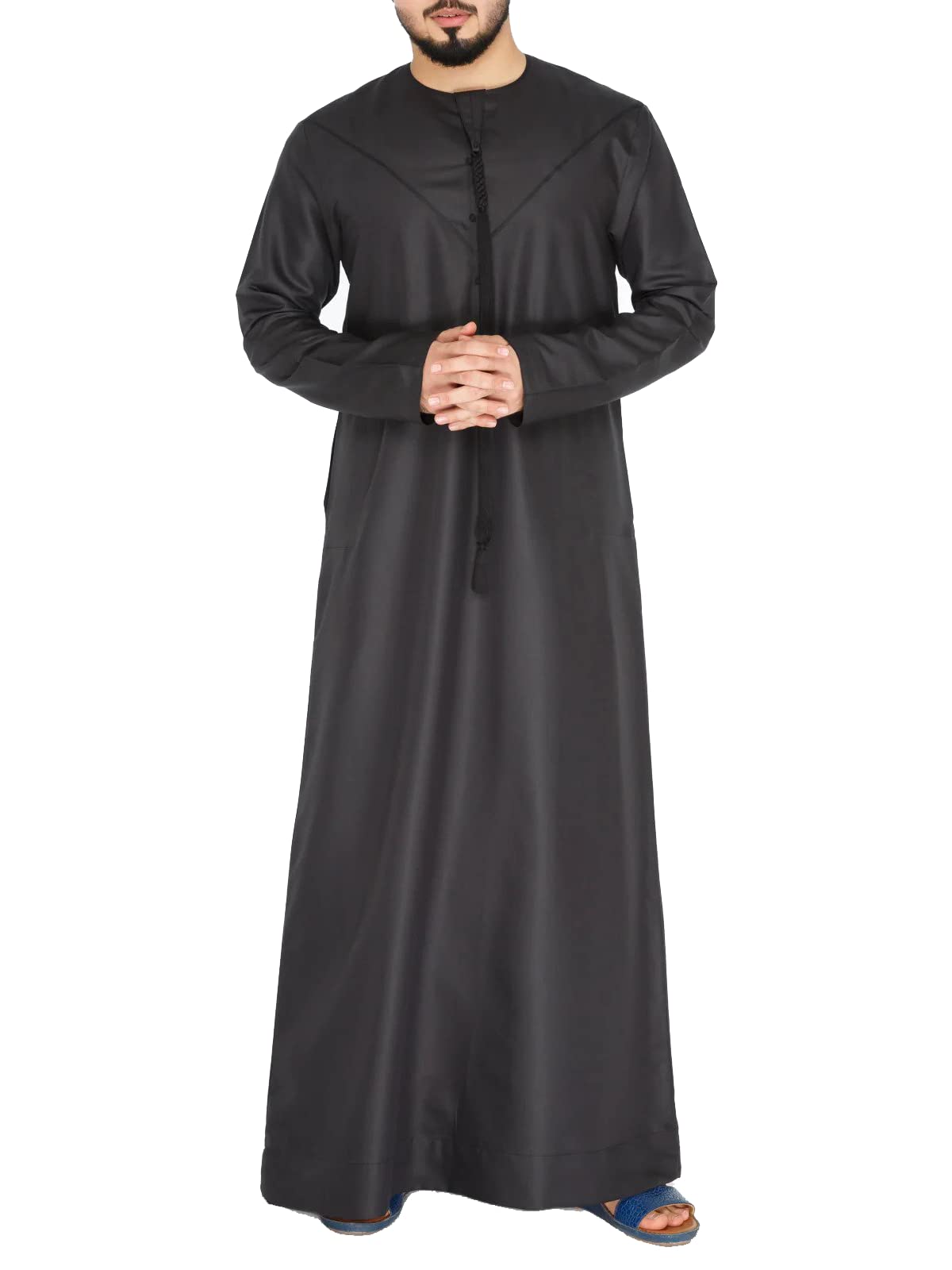 YATHREB EVERYDAY EMIRATI KANDORA BLACK Arab Thobe, Dishdasha, Kandora Arabic Muslim Islamic Muslim Robe (Special Discount) Premium Quality