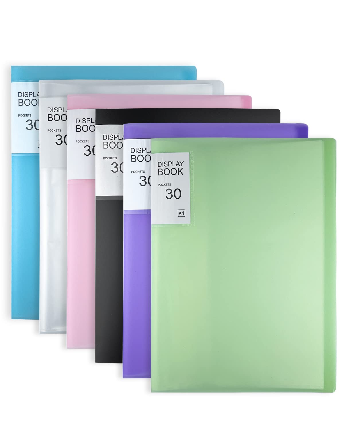 KALAHOL 6Pcs A4 Display Book 30 Pockets, Display Folders A4 with Pockets, Presentation Document Folder for School, Presentations, Filing, Insurance Financial Document, Interviews(6 Colour)