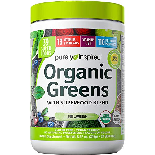 organic fruit vegetable powder - Greens Powder Smoothie Mix | Purely Inspired Organic Greens Powder Superfood | Super Greens Powder Organic | Fruit + Veggie Superfood Powder | Green Smoothie Powder, 24 Servings (Package May Vary)