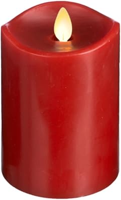 Ganz - Red LED Wax Pillar Candle, 3x5 (LLWP1003)