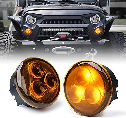 Xprite Amber Lens LED Turn Signal, Aluminum Front Blinker Lights Compatible with 2007-2018 Wrangler JK