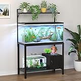 GDLF 40-50 Gallon Fish Tank Stand with Plant Shelf Metal Aquarium Stand with Cubby Storage 36.6" x 18.5" Tabletop fits Aquarium,Turtle Tank,or Reptile Terrariums