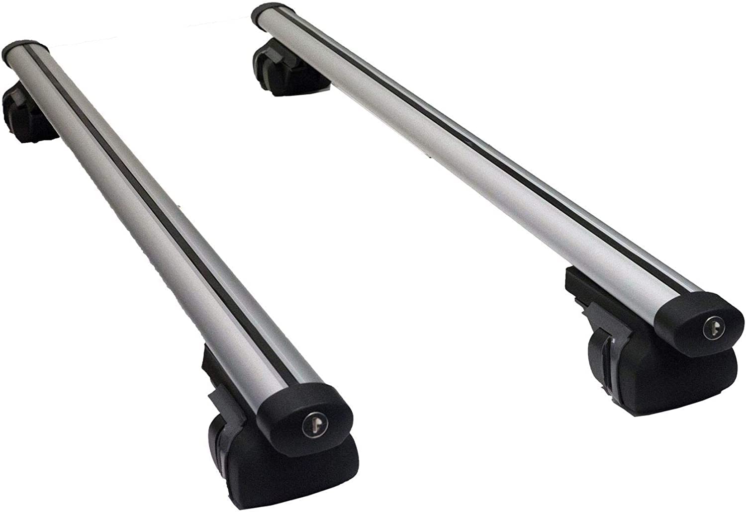 UKB4C Locking Universal Roof Bars Pair to Fit Cars with Raised Running Rails Aluminium