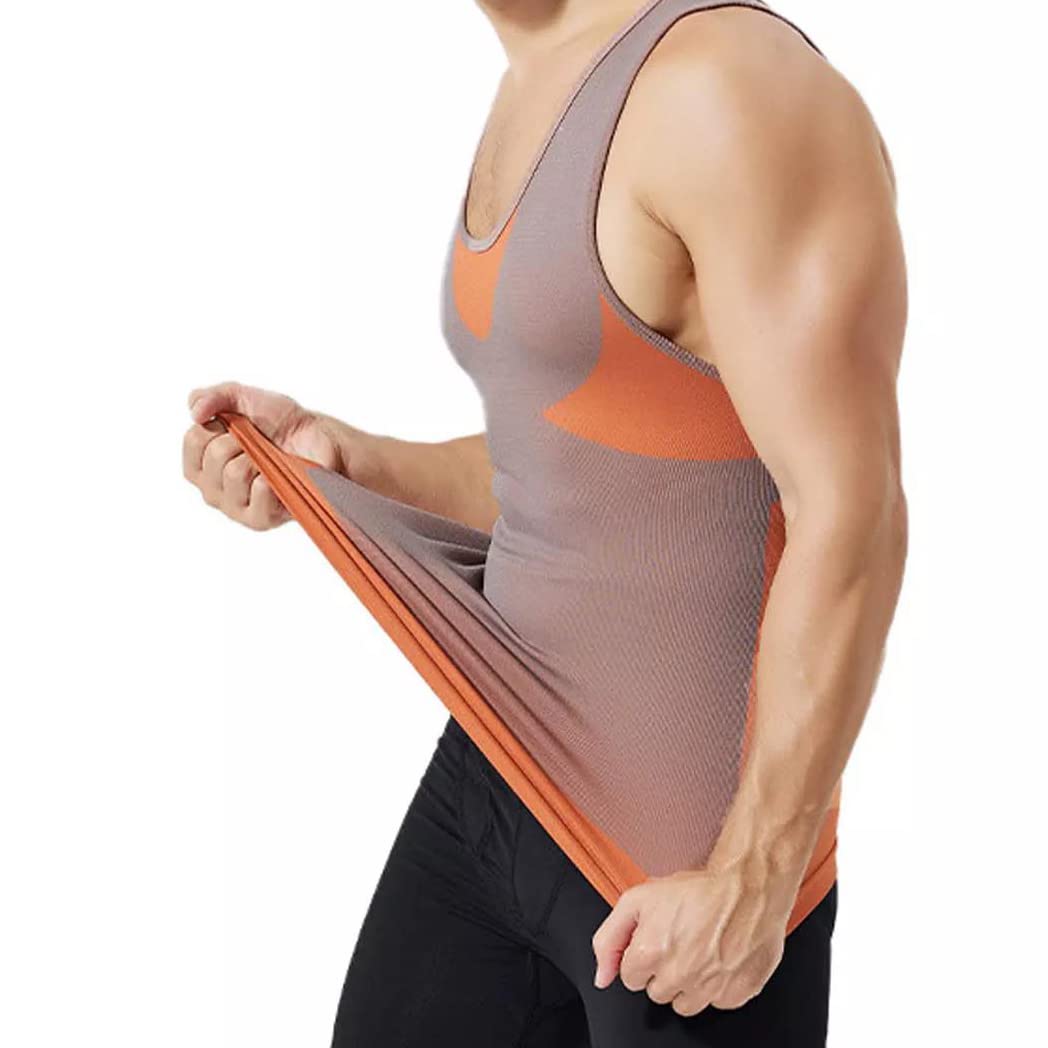 PHCOMRICHMens Slimming Tank Top Body Shaper Compression Shirts for Men Slim Undershirts Abs Vest for Workout Abdomen