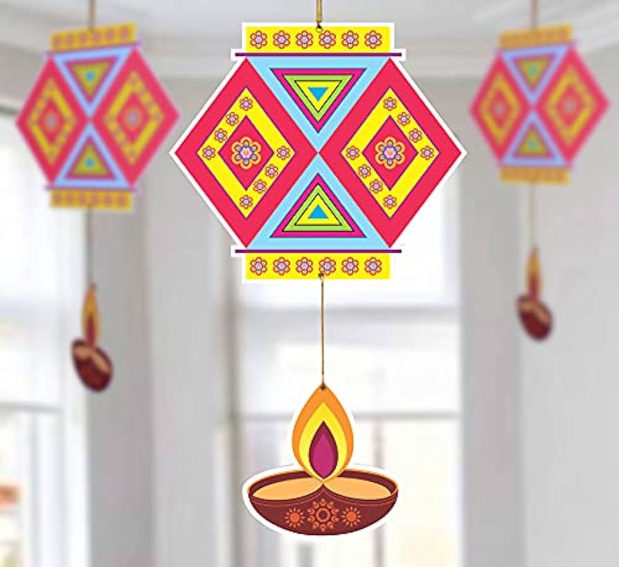 Buy TOYXE Paper Hanging Kandeel Diya for Diwali Decoration Set of ...