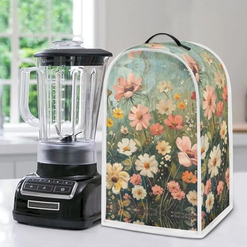 Hudotybom Blender Cover Dust Cover Floral Food Processor Cover with Top Handle Small Kitchen Appliance Covers Anti Fingerprint Coffee Maker Cover Kitchen Decoration