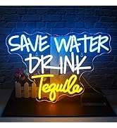 FAXFSIGN Save Water Drink Tequila Neon Sign Led Neon Lights for Wall Decor Usb Light Up Signs for...