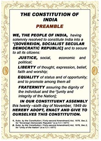 Poster N Frames The Constitution of India Preamble in English UV Textured Rolled Unframed Wall Poster