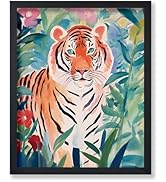 Poster Master Tiger Poster - Tiger Portrait Print - Wildlife Art - Watercolor Art - Gift for Vete...