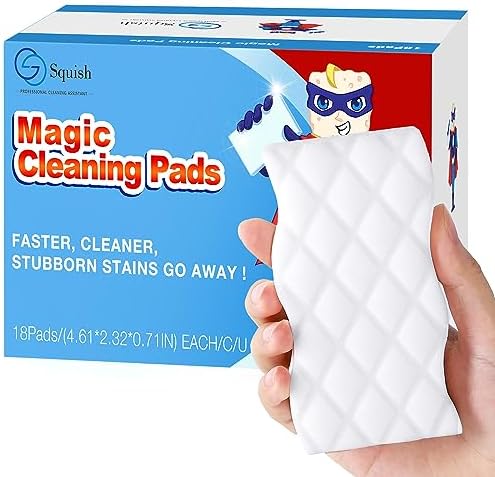 squish Magic Eraser Sponge, 18 Pack Magic Cleaning Pads for Walls Oven, Kitchen, and Shoe Cleaner, Magic Erasers with Melamine Foam, Universal Cleaner