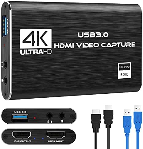 Capture Card Nintendo Switch, 4K HDMI Video Capture Card, 1080P 60FPS, HDMI to USB 3.0 Capture Card for Streaming Work with Camera/Xbox/PS4/PS5/PC/OBS