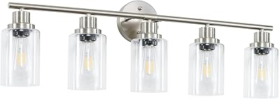 Guliaofo Bathroom Light Fixtures, 5-Light Brushed Nickel Vanity Lights, Bathroom Lighting Fixtures Over Mirror, Vanity Lights for Bathroom, Bathroom Vanity Light Over Mirror, Bathroom Lights