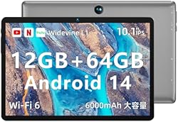 【タブレット 10インチ2024初登場】android 14タブレット12GB+64GB+1TB TF拡張、 Widevine L1+GMS認証+Type-C充電+6000mAh、BMAX I9Plus Wi-Fi 6モ