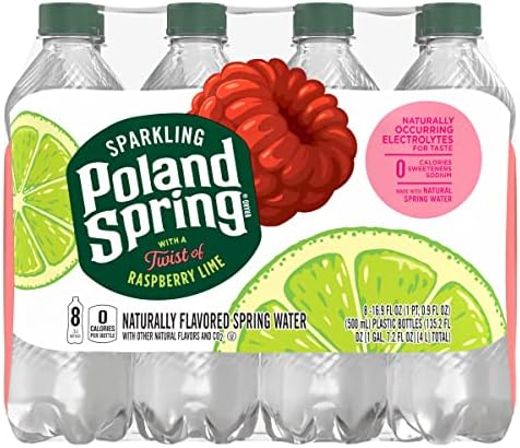 Poland Spring Sparkling Water, Raspberry Lime, 16.9 Fl Oz (Pack of 8)