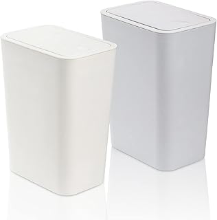 Fasmov Trash Can 2 Pack 7.5 Liter / 2 Gallon Plastic Garbage Container Bin with Press Top Lid, Waste Basket for Kitchen, B...