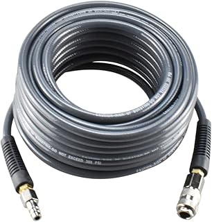 aunstarwei PVC Reinforced Air Compressor Hose Grey with 1/4" Europe Steel Quick Coupler and Plug Fittings, 15m Length