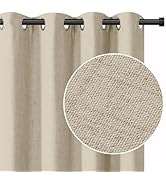 INOVADAY 100% Blackout Curtains 84 Inch Length 2 Panels Set, Thermal Insulated Linen Blackout Cur...