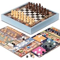  Lingle 16-in-1 Combo Game Set, w/Chess, Checkers, Backgammon, Chinese Chess, Pachinko, Snakes and Ladders