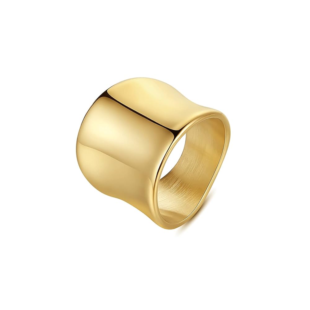 Amazon.Com: Gold Plated Rings For Women Vintage Thick Stainless Steel Thumb  Rings For Men Wide Band Ring In Size 6-9 Christmas Gifts (Style1, 9) :  Handmade Products